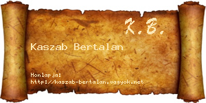 Kaszab Bertalan névjegykártya